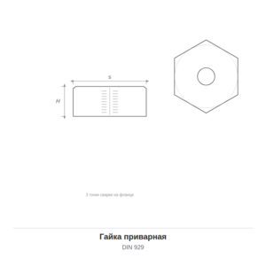 Гайка приварная DIN 929 — чертёж
