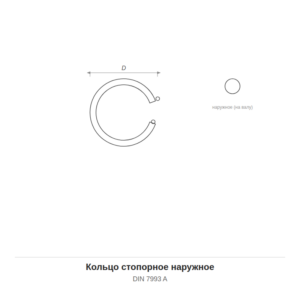Кольцо стопорное наружное DIN 7993 A — чертёж