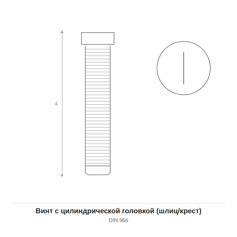 Винт с цилиндрической головкой (шлиц/крест) DIN 966 — чертёж