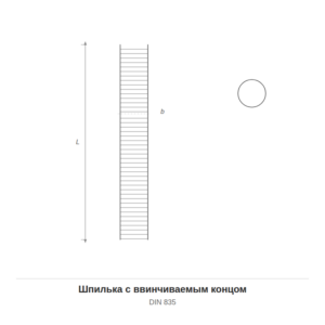 Шпилька с ввинчиваемым концом DIN 835 — чертёж
